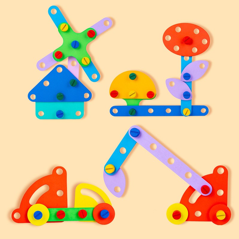 Kids Nut Combination Wooden Toy Building Tool Set for Interactive