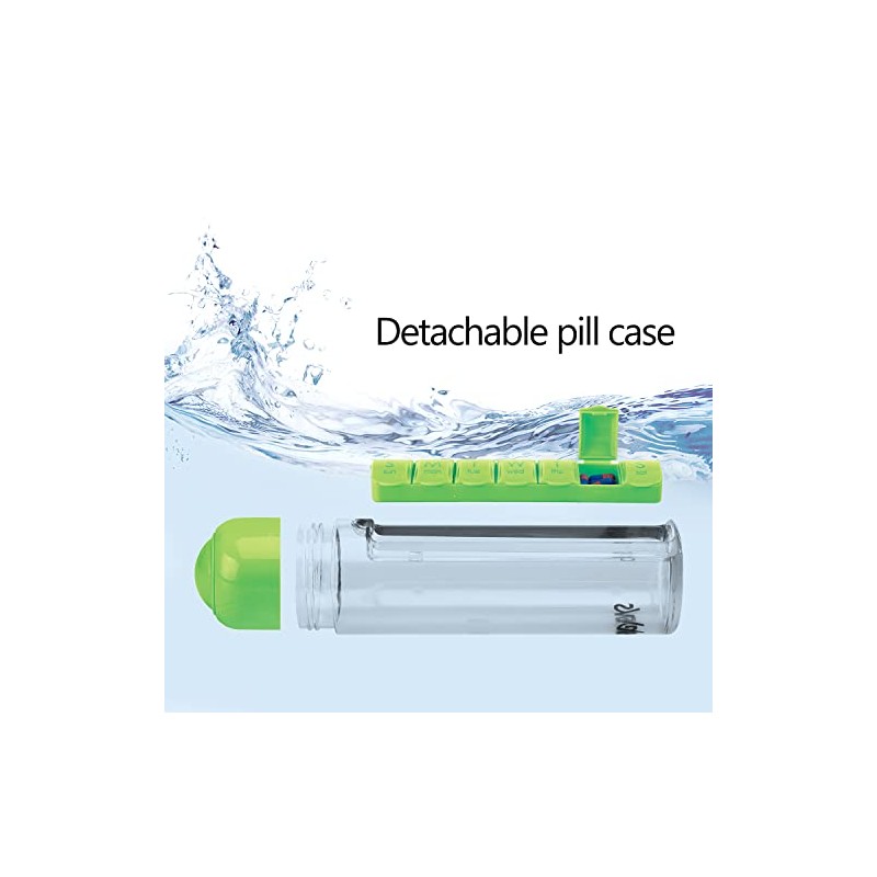 Portable 3-in-1 Water Bottle & Pill Organizer - 400ml