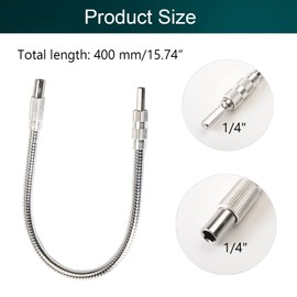 Hegebeck Flexible Extension Bar 1/4 Extension Bar Post Driver Adapter Bit Holder Total Length 400mm Flexibility to 45-degrees