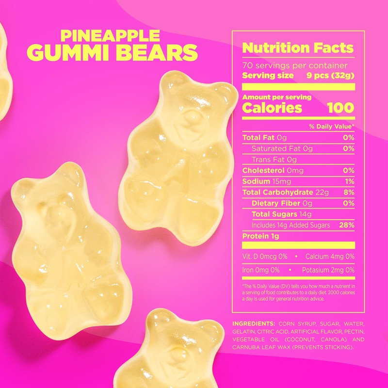 Albanese Candy, Pineapple Gummi Bears, 5-pound Bag