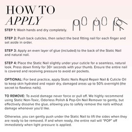 Static Nails Reusable Pop-On Manicure Set, Non-Damaging Glue-On Nails (Nude Peach Long Coffin) - False Nails with Static Nail Glue, Nail Set, Fake Acrylic Press On Nails