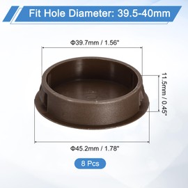 sourcing map 8Pcs 40mm(1-9/16") Nylon Hole Plugs, Flush Type Panel Round Snap in Fastener Knockout Locking Plugs for Furniture Insert End Caps Panels, Brown