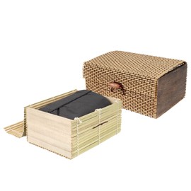 BambooMN Granulated Bamboo Charcoal Odor Absorber Bag in Decorative 6.25" x 4.75" x 3" Green and Brown Box, 2 Pieces