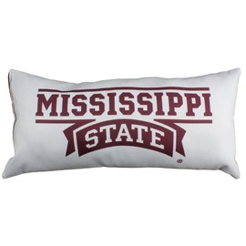 College Covers Solid Color Bolster Travel Pillow, 1 Count (Pack of 1), Mississippi State Bulldogs