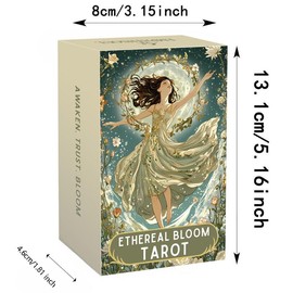 Ethereal Bloom Tarot Cards Deck, 78 Pieces, 13x8 Cm, Traditional Design, Trust Flower Theme, Includes Paper Guide, Perfect for Divination Games
