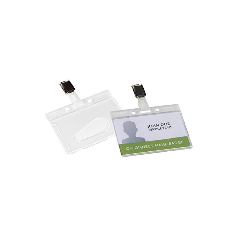 Q-Connect Rigid Credit Card Sized Name Badge Holder and Clip