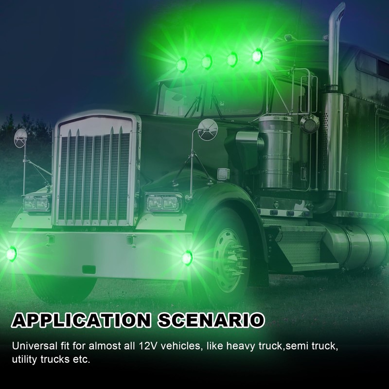 Wodvyss 2Pcs Glass Watermelon Lights, Green LED Side Marker Turn