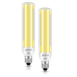 BROLSKUN E11 Led Bulb 10W Equivalent JDE11 120V Mini Candelabra Led Bulbs Dimmable 1000LM Daylilght White 6000K for Ceiling Fan Bulb Cabinet Lighting, 2 Pack