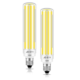 BROLSKUN E11 Led Bulb 10W Equivalent JDE11 120V Mini Candelabra Led Bulbs Dimmable 1000LM Daylilght White 6000K for Ceiling Fan Bulb Cabinet Lighting, 2 Pack