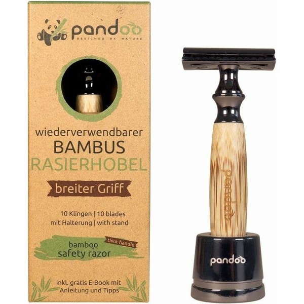 pandoo Safety Razor with Bamboo Handle , Wide handle