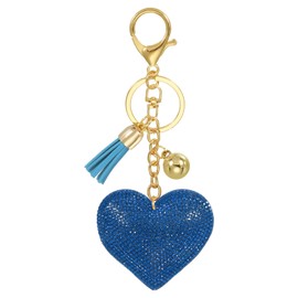 PATIKIL Rhinestone Keychain, Heart Shape Keychain Bling Keychain Accessories for Women, Cute Crystal Tassel Key Chain Purse Charm for Keys Handbags, Light Blue