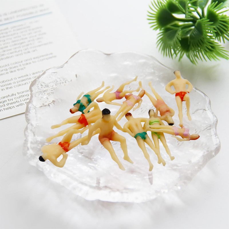 Hiawbon 30 pcs 1:75 Scale Mini Painted People Model Beach