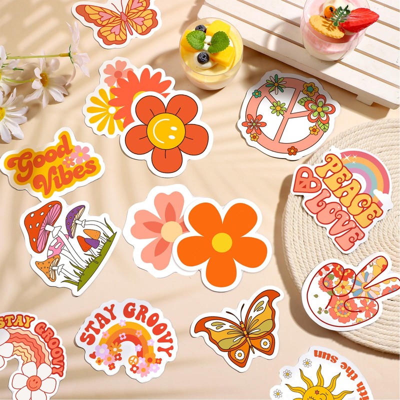25 Pieces Hippie Car Flower Magnet Groovy Boho Flower Refrigerator
