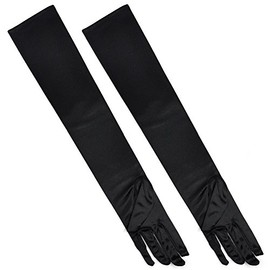 TRIXES Silk Style Elbow Length Gloves Retro Black