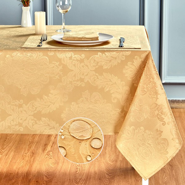 HomeJoy Rectangle Table Cloth, Waterproof Wrinkle Resistant Washable Jacquard Polyester
