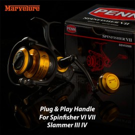 MARVELURE Power Handle for Penn Spinfisher VI VII Slammer III IV (Not for Spinfisher Long Cast) (Black, Slammer/Spinfisher 2500-4500 Thread)