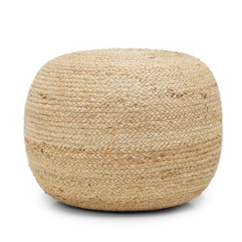 REDEARTH · Jute Circular Jute Pouf Ottoman - Braided Pouffe Accent Sitting Round Footrest for Living Room, Bedroom, Nursery, kidsroom, Patio, Gym; 100% Jute (19.5"x19.5"x14"; Jute Natural)