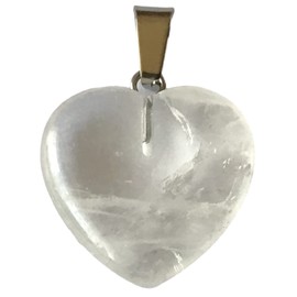 Steinfixx® - Genuine Gemstone Heart Pendant with Silver Eyelet | 26 Variants | for Lovers | Chakra Stone | Healing Stone | 20 x 20 mm (Mountain Crystal)