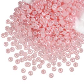 qiipii 900PCS 6mm Light Pink Round Half Round Pearls for Crafting Imitation Loose Flatback Beads Gems for Nails Face Eyes Makeup Wedding Tumblers Bottles Crafts Bedazzling Clothes Crocs Shoes Phones
