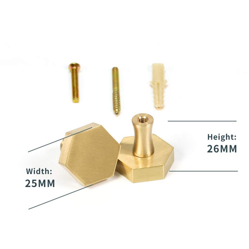 EVERGD Pure Solid Brass Gold Cabinet Drawer Door Knobs Wardrobe