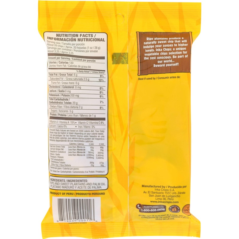 Inka Crops Sweet Plantain Chips, 3.25 oz