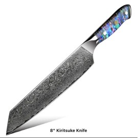 Void Blades Japanese AUS-10 Damascus Steel Full Tang Abalone Shell Handle New K1