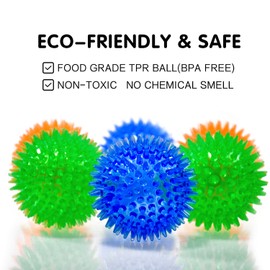 Squeaky Fetch Spike Balls TPR Toys for Pet Small Dogs Puppy Rubber 6 Pack Bright Colors Chew Teething Toys