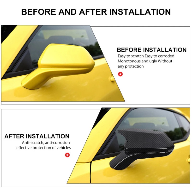 CheroCar Carbon Fiber Side Mirror Cover Horn Cap Decor for
