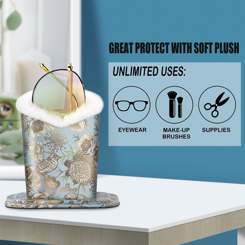 bvya Plush Lined Eyeglasses Holder Stand Glasses Protective Holder