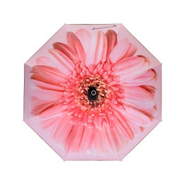 Genuine UMBRELLA WORKS [Women's Long Umbrella, UV Reduction Rate Over 99% and Over 99% Light Blocking] Gerbera 22.8 inches (58 cm) One-Touch Jump Umbrella (UV Black Coating/Fiberglass Ribs)