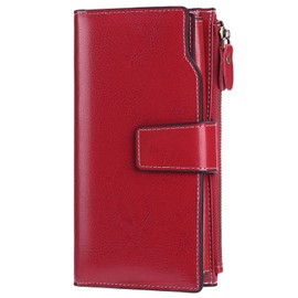 SENDEFN Ladies Purse,Large Capacity Genuine Leather Women's Wallet with Multiple Card Slots