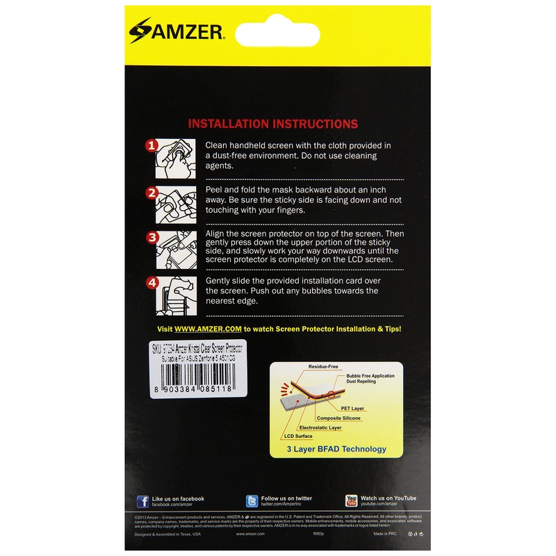 Amzer AMZ91283 Anti Glare Screen Protector with Cleaning Cloth for