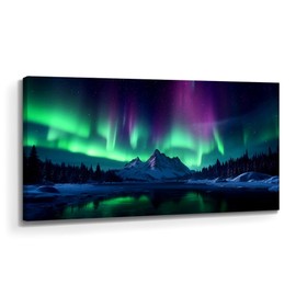 the stream design Aurora Borealis Wall Art Canvas: Northern Lights Painting Picture Large Print Decor Artwork for Living Room Bedroom Office