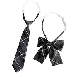 LIUXU School Ribbon Necktie, Set of 2, Girls, Uniform, School, Middle School, High School Student, gray