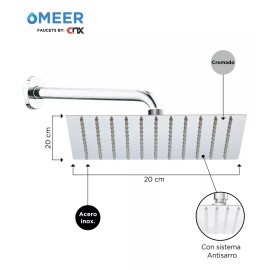 CNX Meer Regadera Con Tubo Y Repisa Para Baño Acero Inoxidable