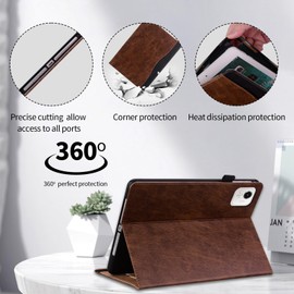 ONETHEFUL Tablet Case for Honor Pad X9a 11.5" 2025 - Protective PU Leather with Multi-Angle Adjustable Stand, 2 Card Slots, Pen Holder | Brown