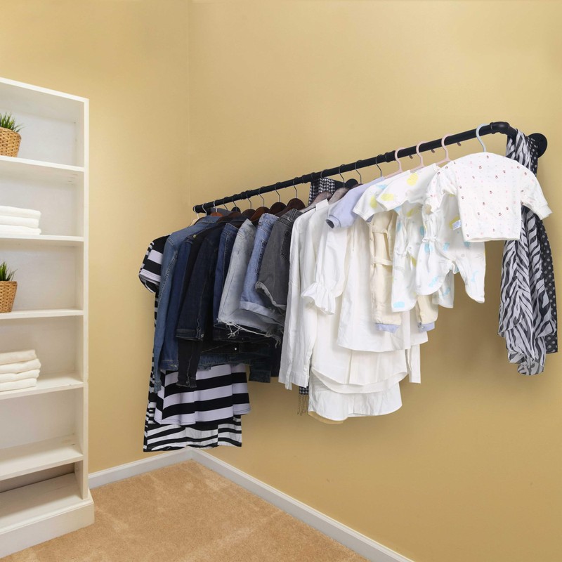 WEBI Clothing Rack Wall Mount,65" Industrial Pipe Clothes Rack for
