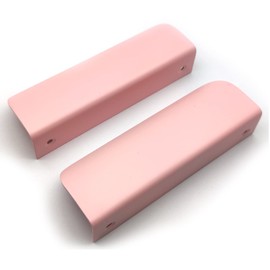 Susenya Drawer Pulls Curved Leaf Shaped Pulls 96mm Cabinet Handles Brass Kitchen Cabinet Handles Pink Edge Handle Solid with Mounting Screws 2pcs