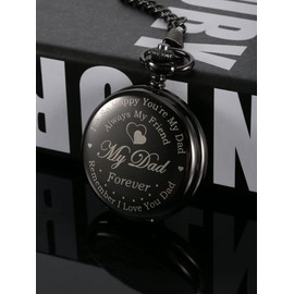 Hicarer Pocket Watch Engraved Presents for Dad Father with Delicate Box, Christmas Birthday Fathers Day Present