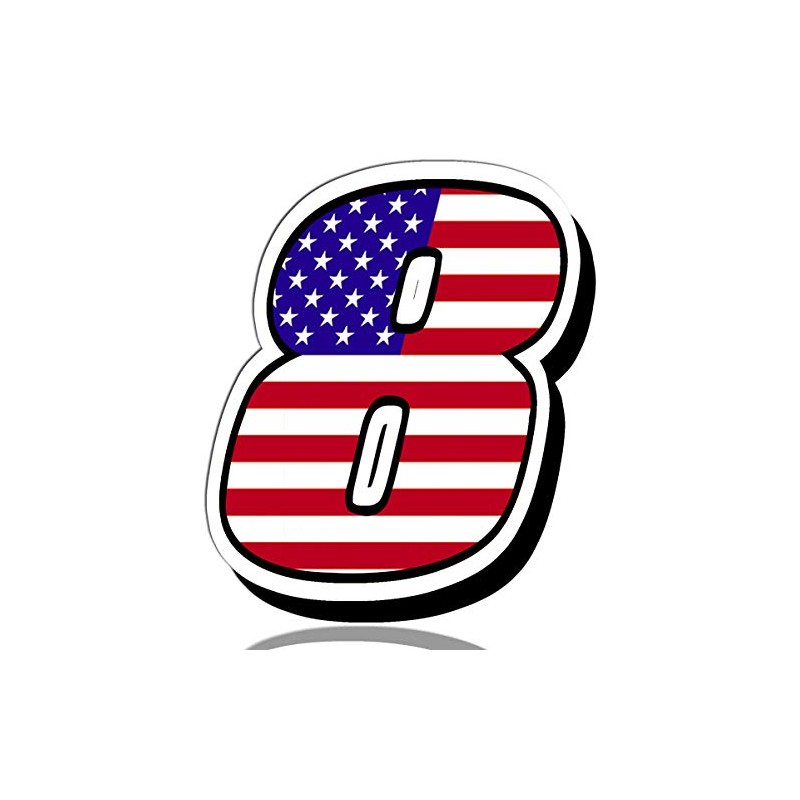 Racing Rally Number 8 Sticker Decal USA Flag N 308