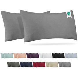 Barbons Cushion Cover 40 x 80 cm, Set of 2 - 165 g/m² Oeko-Tex Certified Pillowcase 100% Jersey Cotton Soft Cushion Covers with Zip (40 x 80 - Grey)