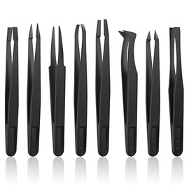 8 Pieces Carnivorous Plant Venus Fly Trap Feeding Tweezers Food Tongs 8 Styles Black Feeding Tongs Carbon Fiber Food Tweezers for Flytraps Pitcher Plants Butterwort Mealworm Feeding, 4.7 Inch Long