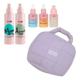 Kit Skincare Rutina Facial Pink Up 5pzas  Cosmetiquera Lila                                                                                           