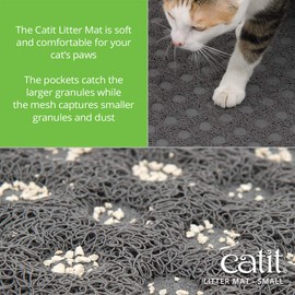 Catit Cat Litter Mat Rectangle Non-Slip Litter Trapping Mat Soft & Comfortable, Easy to Clean for All Cat Litter Types – Small