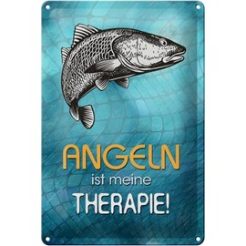 Blechschild 30 x 20 cm Angeln ist meine Therapie - DekoNo7