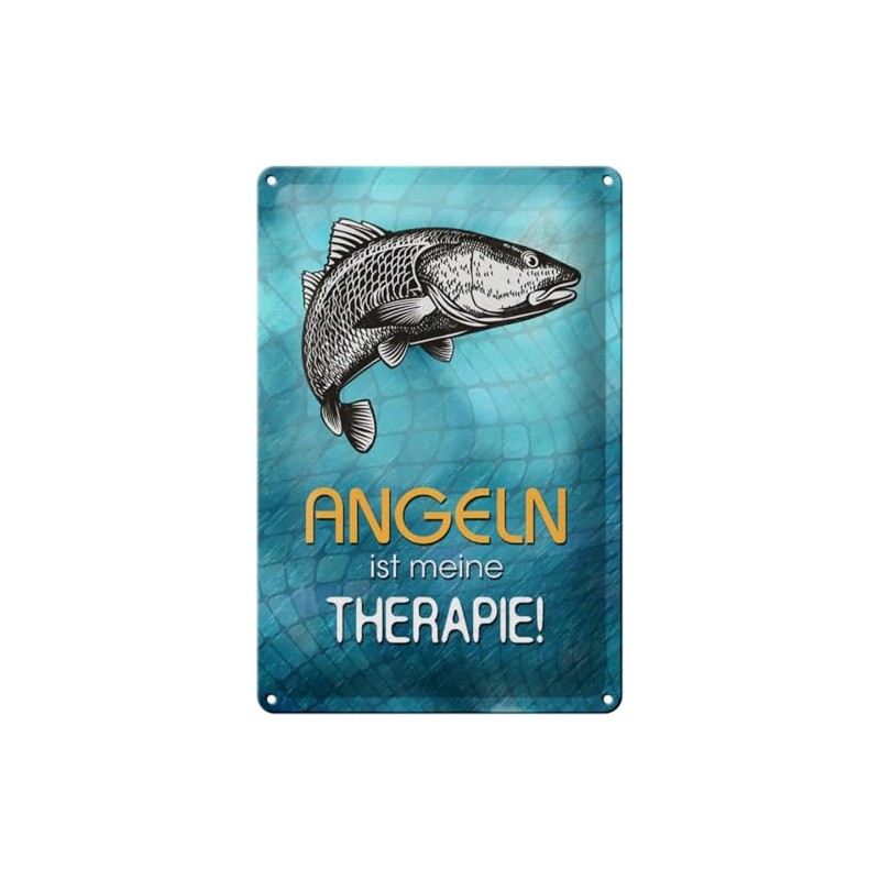 Blechschild 30 x 20 cm Angeln ist meine Therapie -