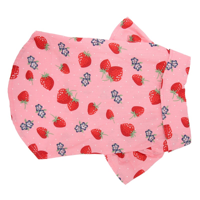 Dog Summer Shirts Cute Strawberry Print Turn Down Collar Snap