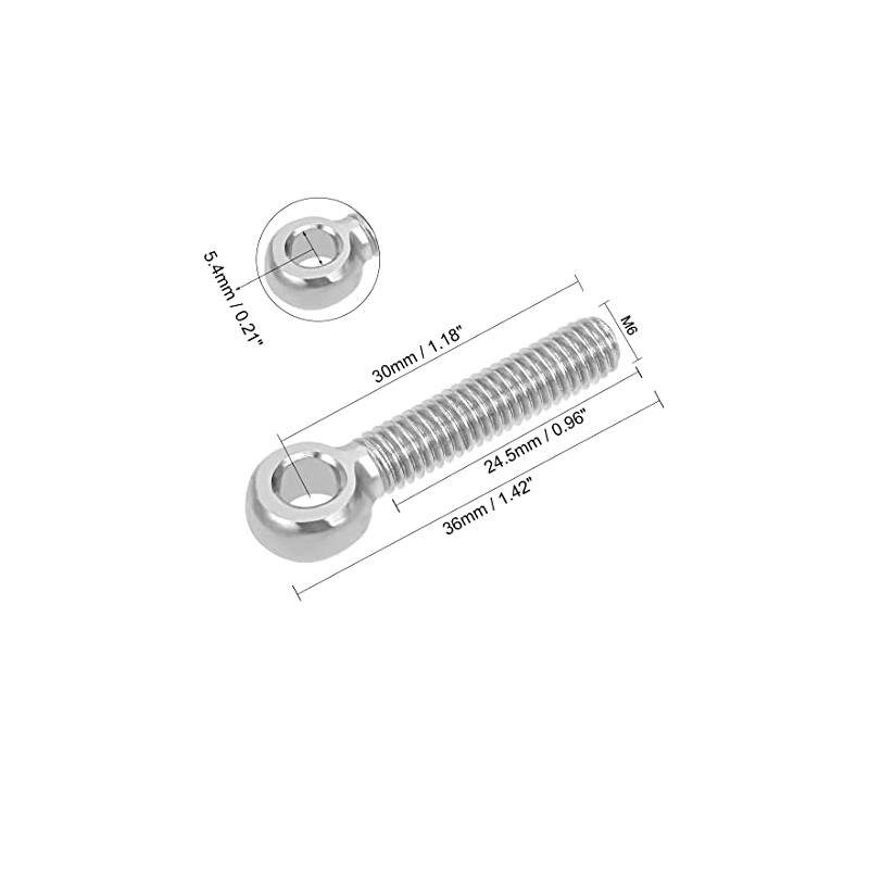 sourcing map M6 x 30mm 304 Stainless Steel Machine Shoulder
