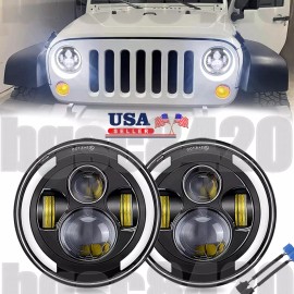 Unbranded 2X 7" inch Round LED Headlights DRL Projector Light For Jeep Wrangler JK 07-18