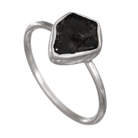 I-be, Tourmaline Gemstone Ring Black Natural 925 Sterling Silver 1080ROH Black, Silver, Tourmaline